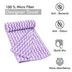 First Kick Luxury Microfiber 2 Pcs Face Baby Towel Super Absorbent, Fade-Resistent, Ultra Soft (Zig-Zag) - L 61 cm x B 46 cm - Purple - Fast Shipping to USA & Canada - Image 4