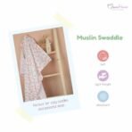 MOM'S HOME Organic Cotton Baby Muslin Swaddle Wrap Set | Bloom Blossom Print | 100x100 cm | 0-12 Months | Pack of 2 | Soft & Breathable Baby Blanket - Fast Shipping to USA & Canada - Image 7