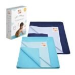 TIDY SLEEP Instadry Anti-Piling Fleece Extra Absorbent Quick Dry Sheet for New Born Babies, Cotton Bed Protector Mattress Pack of 2 Sky Blue-Navy Blue Small (70x50) cm - Fast Shipping to USA & Canada - Image 2