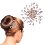 TEMPERIA Hair Accessories For Women & Girls Stylish for Wedding - Artificial Flowers & Pearl Style Juda Bun Accessories - Floral Bridal Brooch & Hair Pins - Hairstyle Decoration Bride Clips (MN12) - Fast Shipping to USA & Canada - Image 2