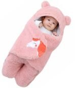 First Kick Newborn Baby Sleeping Bag Pack of Wearable Flannel 0-6 Months Hooded Swaddle Wrapper Baby Blanket, Onion Pink - Fast Shipping to USA & Canada - Image 4