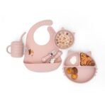 Kids Station 6 Piece BPA-Free Cat Shaped Silicone Baby Feeding Set - Baby Bib - Plate - Fork - Sipper - Spoon and Bowl - Microwave Safe - Unbreakable Eco-Friendly - Organic & Natural (Pink) - Fast Shipping to USA & Canada - Image 2