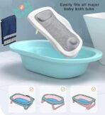 MOM CARE Folding Baby Bath Tub for Newborn Babies Bather Anti Slip Silicone 0-6 Months Support Baby Bath Chair (Grey) - Fast Shipping to USA & Canada - Image 5