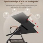 StarAndDaisy Baby Stroller for 0-3 years Newborn & Toddler / Travel Pram for Baby with foldable 360? Swivel Lockable Front Wheels, Multi-Level Recline & Adjustable Footrest , Removable Tray , Safety Harness Belt (Black) - Fast Shipping to USA & Canada - Image 5
