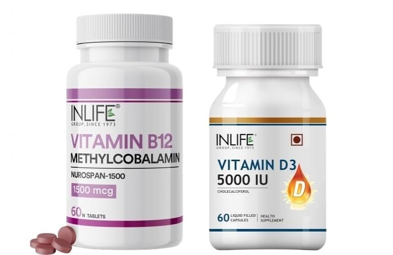41RRO03ThL.jpg INLIFE Vitamin B12 1500mcg & D3 Supplement - 60+60 Capsules - Fast Shipping to USA & Canada - Image 1