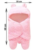 First Kick Baby Blankets New Born Combo Pack of Hooded Supersoft Wearable Wrapper Durable Fleece Polyester Cum Baby Sleeping Bag for Babies (70 cm x 76 cm, 0-6 Months) Combo of 2 Pink Blue - Fast Shipping to USA & Canada - Image 5