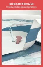 StarAndDaisy Bath Tub for Baby 0-5 Years/Foldable Bath tub for Kids 0-3 Years with Cushion, Space Saving Design, Newborn Baby Folding Bathing Tub Girls & Boys with Soap Tray, Easy to Store- (Blue) - Fast Shipping to USA & Canada - Image 6