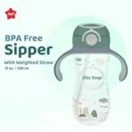 1st Step 330 ml BPA Free Anti-Spill Soft Silicone Weighted Straw Baby Sipper Cup with Twin Handle and Flip Top - Green - Fast Shipping to USA & Canada - Image 7