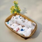 StarAndDaisy Muslin Face Hankies Pack of 6 Extra Soft, for Newborn Baby, for Infants, Toddlers, Kids, Reusable, 100% Pure Cotton Napkins, White, Printed. - Fast Shipping to USA & Canada - Image 5