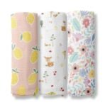 haus & kinder Muslin Swaddles for Newborn ? Pack of 3 | 100% Cotton Baby Swaddle Blankets | Soft, Breathable, Lightweight, Organic | 100x100 cm ? Citrus Groove Collection (Multicolor) - Fast Shipping to USA & Canada - Image 2