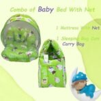 Infantbond Baby Bed Combo with Net & Carry Bag (Green Teddy) ? Fast Shipping to USA & Canada - Image 5