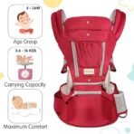 1st Step 5 in 1 Hip Seat Baby Carrier with 5 Carry Positions, Detachable Hip seat, Padded Waist Belt for 4 to 36 Months Baby, Adjustable New-Born to Toddler Carrier, Max Weight Up to 16 Kgs (Red) - Fast Shipping to USA & Canada - Image 3