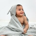 TIDY SLEEP Hooded Baby Bath Towel for New Born, Super Soft, Highly Absorbent, Toddler Bath Towel 68X130 cm Grey Bear - Fast Shipping to USA & Canada - Image 5