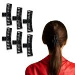 TEMPERIA (6 pcs) Hair Clips for Women & Girls - Clutcher Clutches Claw Clip Accessories - Stylish, Fashionable(Black) (DN06) - Fast Shipping to USA & Canada - Image 2