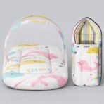 StarAndDaisy 2-in-1 Baby Sleeping Bag with Mosquito Net for Newborn/Soft & Breathable Cotton Sleeping Sack Cum Wrapper/Foldable Bag for Baby Protection/Infant (0-12 Months)-Ocean Print - Fast Shipping to USA & Canada - Image 2