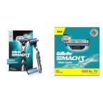 Gillette Mach 3 (Handle + 2 Cartridges) Razor for Men and Gillette Mach3 Shaving Blades - Pack of 10 (Cartridges) | Razor blades for Men - Fast Shipping to USA & Canada - Image 2
