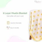 MOM'S HOME Organic Cotton Baby Muslin 6 Layer Blanket | 100 x100 cm | 0-3 Years | Pack of 1 | Blue Whale - Fast Shipping to USA & Canada - Image 7