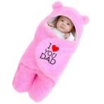 First Kick New Born Baby Blanket Hooded Embroided Wearable Wrapper Baby Sleeping Bag(0-6 Months, L 27 x B 13 Inches, I Love DAD, Pink) - Fast Shipping to USA & Canada - Image 2