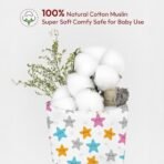 StarAndDaisy Muslin Face Hankies Pack of 6 Extra Soft, for Newborn Baby, for Infants, Toddlers, Kids, Reusable, 100% Pure Cotton Napkins, White, Printed. - Fast Shipping to USA & Canada - Image 4