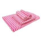 First Kick Luxury Microfiber 4 Pcs Set Bath, Face & Hand Baby Towels Super Absorbent, Fade-Resistent, Ultra Soft (Zig-Zag) - Hotpink - Fast Shipping to USA & Canada - Image 2