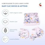a baby cherry 100% Organic Cotton Baby Caps for Born 0-3 Months | Cap Mittens and Booties Set for New Born Baby | Soft & Comfortable Unisex Baby Accessories for Boys & Girls| set of 2 - Fast Shipping to USA & Canada - Image 3