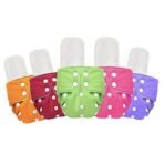 MOM'S HOME Baby Reusable Cotton Pocket Diapers With 5 Inserts,Adjustable 0-12 Months-Pack Of 5 - Fast Shipping to USA & Canada - Image 2