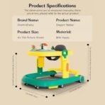 StarAndDaisy Elegant Baby Walker 6-18 months/Walker For Kids With Anti Fall Brake Pads,3 Speed Height Adjustment,Multi-Level Seat Adjustment,Recreational Music Toy Bar (Elegant Yellow & Green) - Fast Shipping to USA & Canada - Image 3