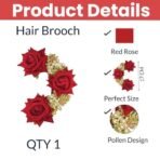 TEMPERIA (1pc) Hair Accessories For Women & Girls Stylish for Wedding - Artificial Flowers & Pearl Style Juda Bun Accessories - Floral Bridal Brooch & Hair Pins - Hairstyle Decoration Bride Clips - Fast Shipping to USA & Canada - Image 3