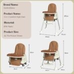 StarAndDaisy High Chair for Baby/Baby Feeding Chair for 0 to 5 Years with 4 in-1 Multifunctions/High Chair with Height Adjustable, Detachable Tray & One-Hand Adjustable - Coffee - Fast Shipping to USA & Canada - Image 6