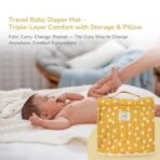 Tidy Sleep Baby Portable Diaper Changing Mat - Waterproof, Foldable Travel Mat with Storage Pockets & Soft Padding Pillow-Easy-to-Carry Changing Station Organizer for Newborns & Toddlers (Golden Petals) - Fast Shipping to USA & Canada - Image 4