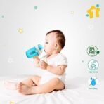 1ST STEP Matte Collection BPA Free Polypropylene Soft Straw Sipper with Twin Handles for Easy Grip - Blue - Fast Shipping to USA & Canada - Image 4