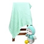 MOM's HOME Cotton Baby Super Soft Absorbent Muslin 6 Layer Wash Towel- 100X100 Cm, (0-3 Years)- Green - Fast Shipping to USA & Canada - Image 4