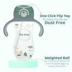1st Step 330 ml BPA Free Anti-Spill Soft Silicone Weighted Straw Baby Sipper Cup with Twin Handle and Flip Top - Green - Fast Shipping to USA & Canada - Image 3