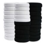 TEMPERIA (30 Pcs) Hair Band for Women & Girls - Ultra Premium Rubber Band - Elastic Ponytail Hairband Ties Accessories - 15 Black & 15 White (DN02) - Fast Shipping to USA & Canada - Image 2