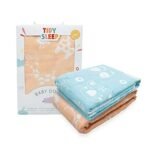 TIDY SLEEP Baby Blankets 6 Layer Wraper 100% Cotton Stroller Cover Receiving Blankets, (Pack of 2) (Peach & Blue) - Fast Shipping to USA & Canada - Image 2