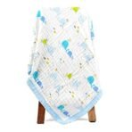 MOM'S HOME Organic Cotton Baby Muslin 6 Layer Blanket | 100 x100 cm | 0-3 Years | Pack of 1 | Blue Whale - Fast Shipping to USA & Canada - Image 2