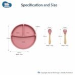 Kids Station 3 Piece BPA-Free Silicone Baby Feeding Set - Baby Plate - Spoon and Bowl - Make Mealtime Fun - Microwave Safe - Unbreakable Eco-Friendly - Organic & Natural (Plate (Set of 3), Pink) - Fast Shipping to USA & Canada - Image 3