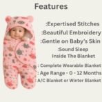First Kick Baby Blanket New Born Pack of Hooded Printed Swaddle Wrapper Bag Pack of 2 Pcs, 0-6 Months, L 70 cm x B 70 cm - Fast Shipping to USA & Canada - Image 4