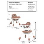 StarAndDaisy High Chair for Baby/Baby Feeding Chair for 0 to 5 Years with 5 Point Safety Belt/High Chair with Seat Recline, Height Adjustable & Detachable Tray with Wheel -Brown - Fast Shipping to USA & Canada - Image 6