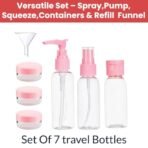 Temperia Travel Bottles for Toiletries (7pcs) - Refillable Empty Mini Containers with Pouch (Random Colors) - Travelling Accessories & Essentials Kit Set for Shampoo, Cosmetics, and More - Fast Shipping to USA & Canada - Image 4