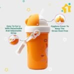 1ST STEP Matte Collection Ideal for Montessori BPA Free Polypropylene Soft Straw Sipper with Twin Handles for Easy Grip - Orange - Fast Shipping to USA & Canada - Image 5