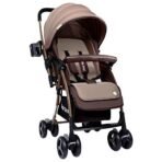 1st Step Caramel Baby Pram Cum Stroller with 5 Point Safety Harness/Infinitely Reclining and Cushioned Seat/Reversible Handle/Front Swivel Wheels - Coffee Brown - Fast Shipping to USA & Canada - Image 2