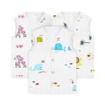 MOM'S HOME Baby Unisex Organic Cotton Muslin Jhabla - Giraffe, Lion, Whale | Pack of 3 - Fast Shipping to USA & Canada - Image 2