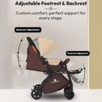 StarAndDaisy Foldable Stroller for Baby 0-3 Years Infant & Toddler / Travel Pram for Baby with Adjustable Canopy & Lockable Wheels, Multi-Level Recline & Adjustable Footrest, Removable Tray , Safety Harness Belt - Brown - Fast Shipping to USA & Canada - Image 3