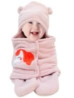 First Kick Baby Blankets New Born Combo Gift Pack of Wearable Flannel 0-6 Months Hooded Swaddle Wrapper Blanket, Sky Blue, Onion Pink - Fast Shipping to USA & Canada - Image 4