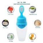 1st Step Non-Spill Soft Squeezy Silicone Cereal Feeder with Hygienic Spoon Cover - Blue - Fast Shipping to USA & Canada - Image 4