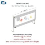 Kids Station Baby Bed Rail Guard for Baby Safety - See-Through Mesh and Adjustable Height - Portable Single Side Bed Rail for Infant & Toddler's Safety - 6.3ft or 192cm (1 Side, Grey, Printed) - Fast Shipping to USA & Canada - Image 3