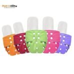 MOM'S HOME Baby Reusable Cotton Pocket Diapers With 5 Inserts,Adjustable 0-12 Months-Pack Of 5 - Fast Shipping to USA & Canada - Image 3