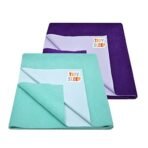 Tidy Sleep Instadry Anti-Piling Fleece Extra Absorbent Quick Dry Sheet for New Born Babies, Cotton Bed Protector Mattress Pack of 2 Plum-Green Medium (100x70) cm - Fast Shipping to USA & Canada - Image 2