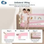 Kids Station Baby Bed Rail Guard for Toddler & Newborn Safety ? 6ft (180cm) Foldable, Portable, Adjustable Height (80cm or 2'6") Bed Protector ? Patented Design, Made in India (1 Side, Pink, Basic) - Fast Shipping to USA & Canada - Image 7